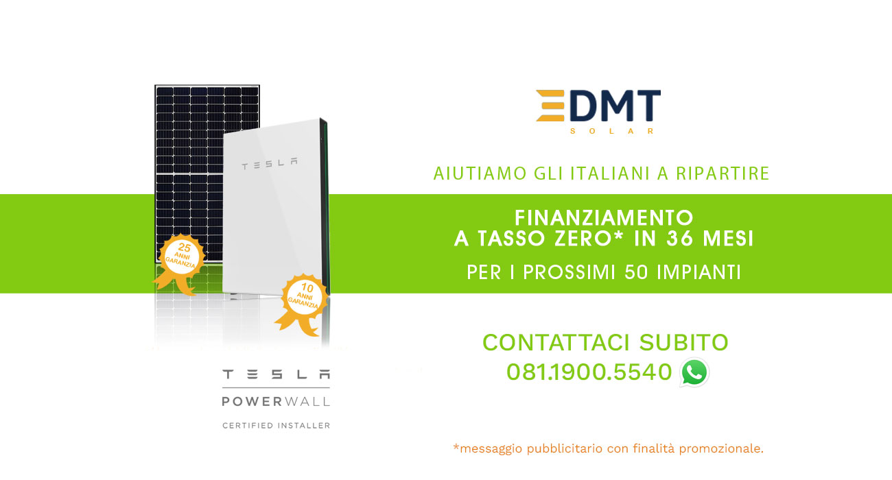 finanziamenti in sede dmt solar impianti fotovoltaici partner tesla, maxeon sunpower, solaredge