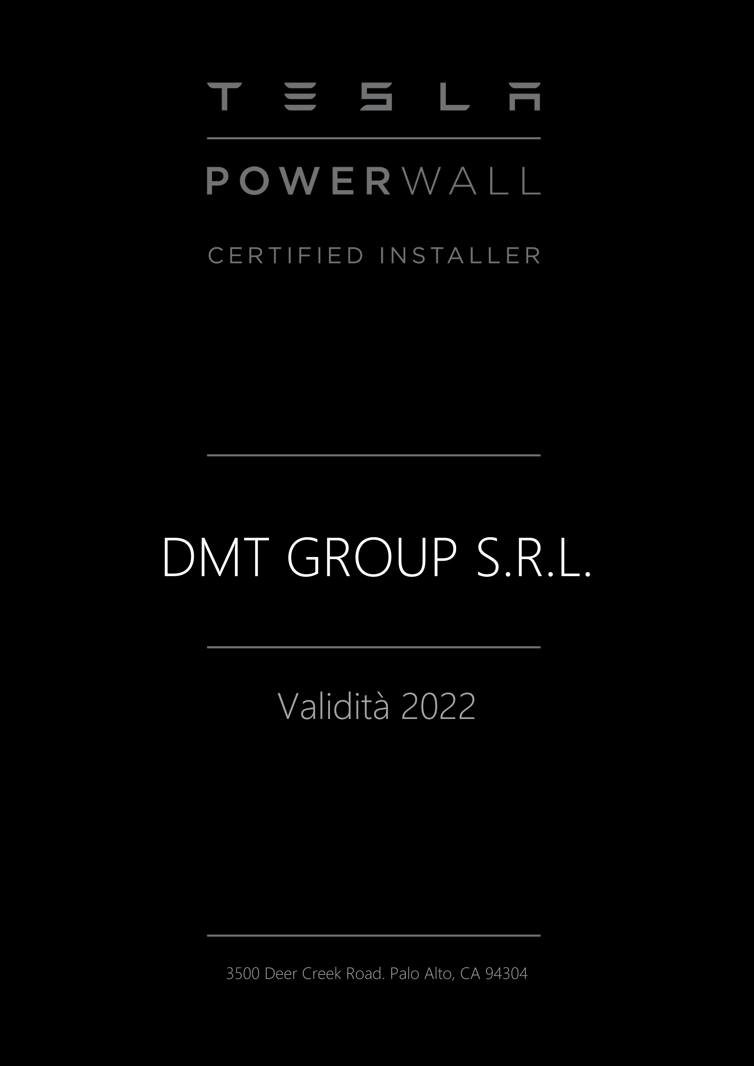 DMT solar installatore certificato Tesla Powerwall 2.0