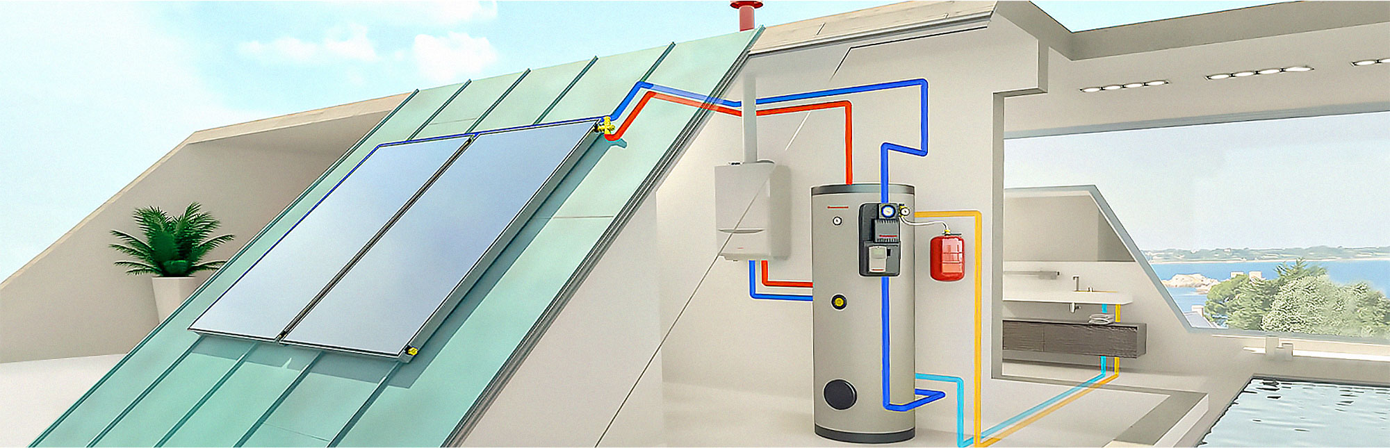 impianto solare termico per acqua calda per casa dmt solar impianto fotovoltaico napoli, casoria, caserta, salerno, avellino, benevento partner tesla, maxeon sunpower, solaredge