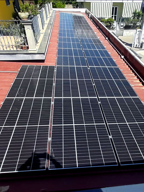 Impianto Fotovoltaico 65 kWp San Giuseppe Vesuviano, Napoli DMT Solar installatore certificato Tesla Powerwall e Sunpower Maxeon impianto fotovoltaico in Campania